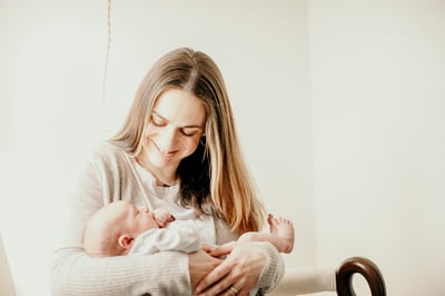 Sarah Kilens holding baby